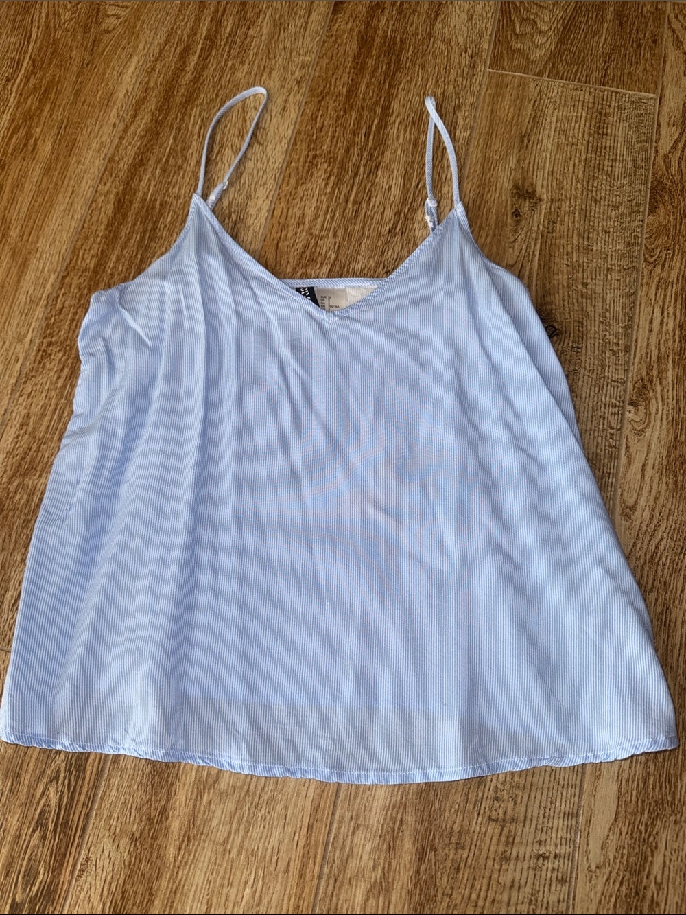 Divided Light Blue Ribbed Spaghetti Strap Cami